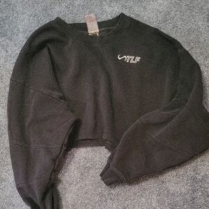 TLF Cropped Black Sweatshirt with Chest Logo